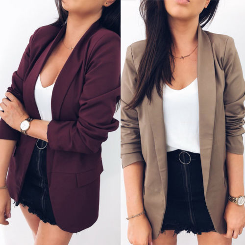 HIRIGIN Women One Button Slim Casual Business Blazer